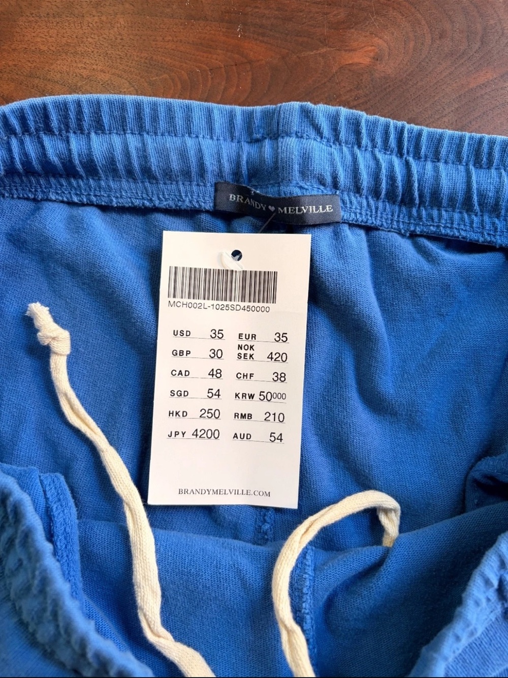 Brandy Melville Blue Wide-Leg Track Pants - Picture 3 of 3
